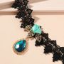fashion women's large collar necklace fashionable water drop shape pendant choker with flower