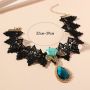 fashion women's large collar necklace fashionable water drop shape pendant choker with flower